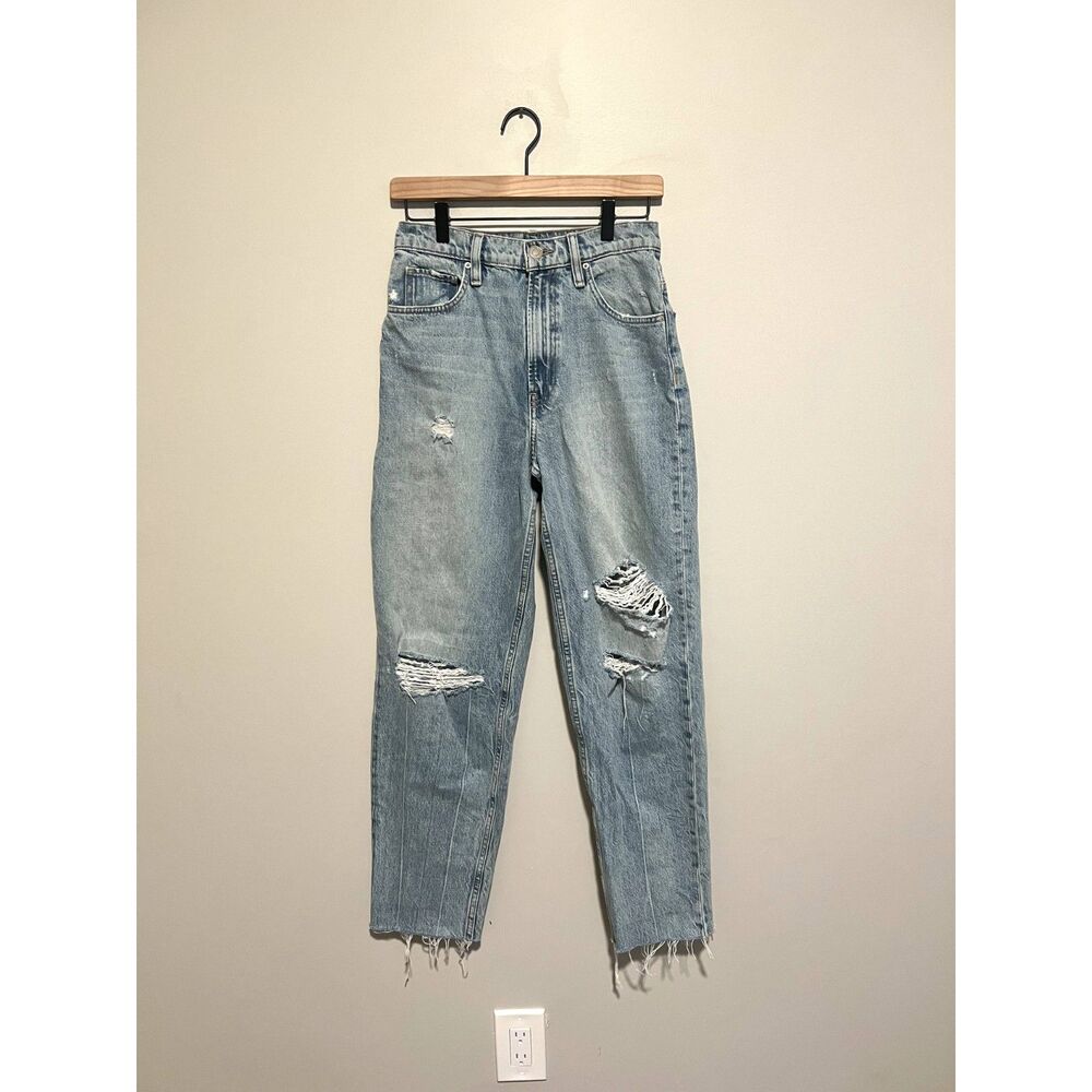 Hudson James High Rise Tapered Straight Jeans in Big Dipper Raw Hem 26